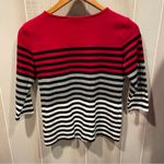 Karen Scott Cute striped cotton blend Normcore button shoulder accent pocket top Photo 6