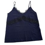 ZARA  Tank Top Womens Medium‎ Blue Black Lace Trim Knit Camisole Photo 1