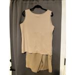 Classic Elements Beige Tank Top and Shorts Set, Women's Large, Floral Trim Photo 1