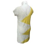Gene Shelly Vintage Yellow White Zig Zag Colorblock Sequin Short Sleeve Dress 14 Photo 1