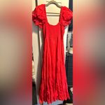 Free People NWT Sundrenched Smocked Puff Sleeve Maxi Dress In Atlas Red Photo 4