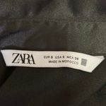 ZARA Black Silky Satin Button Down Collar Long Sleeve Pockets Crop Shirt Top S Photo 2