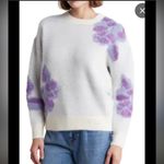 FRNCH Ulyssia White and Purple Floral Applique Sweater Size Large Photo 0