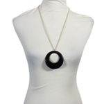 Vintage Y2K Early 2000s Long Chain Necklace Black Hoop Charm Photo 0