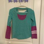 Adidas NEW  women’s turquoise purple lightweight cutout back‎ long sleeve top S Photo 4
