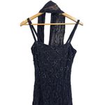 Rimini by Shaw women's y2k vintage navy sequined lace formal prom dress size 4 Blue Photo 1