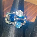 Lia Sophia  Riviera Blue Shades 3 Cushion Glass Stones Silver Tone Ring 8.5 Photo 1