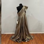 Mac Duggal  67297 One Shoulder Metallic Ball Gown Antique Bronze Size 14 NEW Photo 5