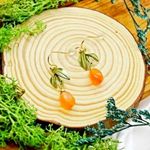 Orange Fruit Earrings Gold Photo 1