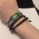 Lot Of 2 Stretchy / Spiral Costume Beaded Bracelets Clay / Paper Beads Photo 6