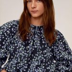 Mango NWT Floral Print Flowy Blouse Puffed Sleeves with Elastic Cuffs Size 2 Photo 4