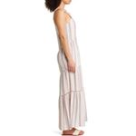 Caslon New Cabana Stripe Linen Blend Lattice Trim Tiered Maxi Dress Size Medium Photo 2