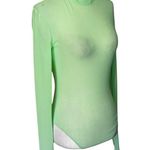 David Koma Long Sleeve Mesh Bodysuit in Mint UK 10 New Womens Long Sleeve Top Green Size 6 Photo 5