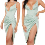 House Of CB HOUSE‎ OF CB FAYE PISTACHIO SATIN CORSET MIDI DRESS NWOT size XS Photo 15