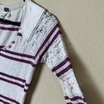 We The Free / FREE PEOPLE Lace Trim Rugby Striped Long Sleeve T Top Size Small Photo 2