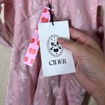 Cider  Pink Floral Jacquard Halter Neck Mini Dress Square Neck Cap Sleeve Photo 4