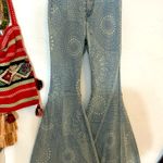 Free People FLOAT ON BELL BOTTOMS SZ 26 light blue batik print EUC Photo 0