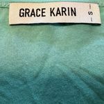 Grace Karin  | Turquoise Ruched Front Short Sleeve Blouse Size Small Modest Photo 5