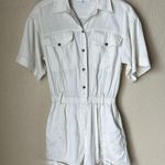 frame denim Frame white linen blend shorts button down romper Photo 1