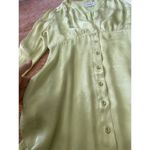 Frnch Paris Lime Green Satin Midi Dress Size L Long Sleeve Button Front Size L Photo 1
