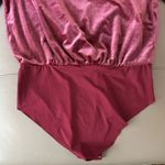 ZARA ‎ Velvet Plunge Draped Bodysuit Blouse Maroon Burgundy Size Medium Photo 8