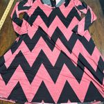 None NWOT Pink/Black‎ Chevron Dress -L Photo 4
