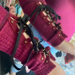 Free People maroon ribbed waffle knit thermal mock neck Photo 1