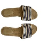 J.Crew  Slide Sandals Women's Sz 10 Blue Beige Espadrille Striped Minimalist Photo 4