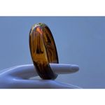 Vintage Tortoise Shell Lucite Bypass Bangle Bracelet Gold Metallic Stripes Sz 8” Brown Photo 4