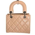 Badgley Mischka Diamond Quilted Stud Mini Handle Tote Vegan Leather Handbag Pink Photo 1
