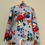 T Tahari Light Blue Floral Spring Fall Trench Coat Jacket Size XS Photo 4