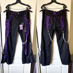 Tripp NYC Dark Street Lolita Gothic Lace Corset Pants Black Purple 29 NWT Photo 2