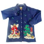 Quacker Factory Christmas Jacket Fleece Sweater Embroidered Angel Buttons Small Photo 0