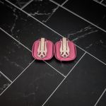 Vintage Clip On Earrings Pink Rounded Square Photo 5