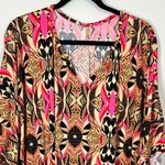 Bohemian Geometric Print Maxi Caftan Dress Resort Beach Cover Up Mumu Pink Size XL Photo 2