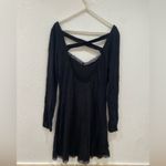 Anthropologie  knit fit flare black mini dress size M Photo 4