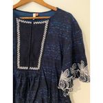 Pilcro Anthropologie  Orchid Embroidered Top Navy Blue White EUC Size Small Photo 3