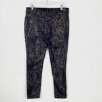EXPRESS Black & Gold Foil Snakeskin Print Skinny Jeans Photo 3