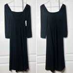 Reformation  Sigmund Dress Black Size 0 square-neck puff sleeves slit NWT Photo 4