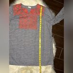 Layerz Clothing black & white houndstooth burnt orange embroidery peasant top Size 3X Photo 6