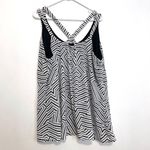NEW NWT REBEL WILSON x ANGELS Plus Size Cross Strap Tank White Black Geo Striped Photo 13