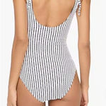 J.Crew NWT  Sz S Striped Tie-shoulder One-piece Swimsuit Antique Navy White CI335 Photo 0