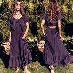 Free People NWOT  Beach Off-the-shoulder Lynne Midi Dress Elderberry Purple XS Photo 1