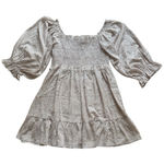 Davi & Dani  Dotted Smocked Puff sleeve Mini Dress Beige‎ Small Boutique Cottage Photo 0