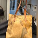 Alviero Martini 1ª Classe Vintage Geo Classic Tote/Shoulder Bag Map Print Tan Photo 0