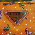 Prada  Tessuto Nylon Wristlet Pouch Bag Orange Sombreros Cactus Colorful Festive Photo 12