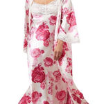 Amoureuse Plus 5X The Luxe Satin Long Peignoir Set 2 Piece Floral Romantic Sexy Pink Photo 0