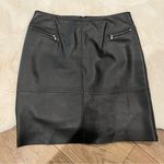 Philippe Adec Moto Leather Skirt Size 4 Black Photo 0
