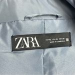 ZARA  Padded Blazer Style Jacket with Belt Dusty Blue Quilted Puffer Coat Size XL Photo 8