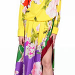 Valentino Multicolor Silk Floral Maxi Dress Red Size M Photo 0